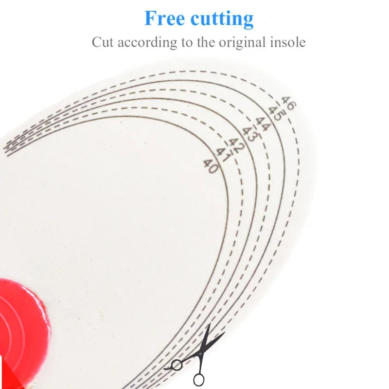 Orthotic insoles for flat feet with free cutting lines and size markings for custom fit