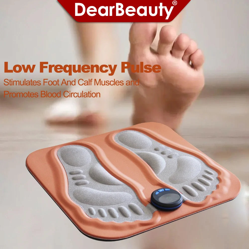 Zorelie.co EMS foot massager pad for circulation with low frequency pulse for foot and calf stimulation