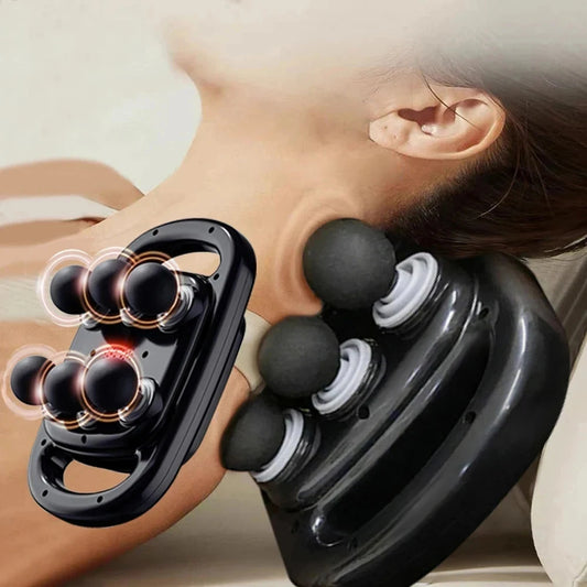 Zorelie deep tissue massage gun for pain relief massaging neck muscles with four rotating heads