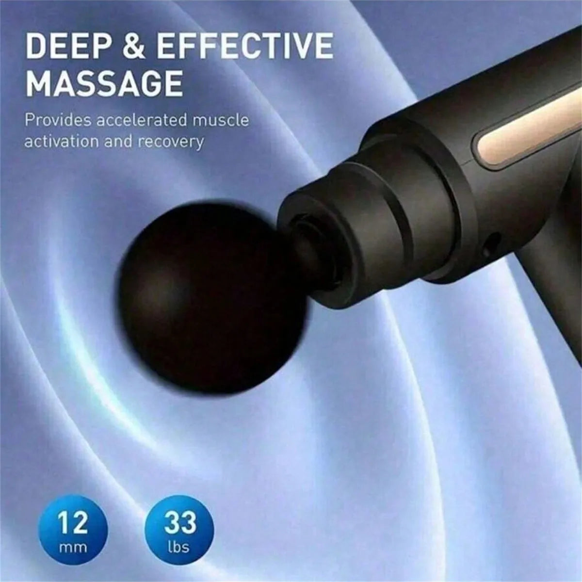 Deep tissue massage gun for pain relief by Zorelie with 12mm amplitude and 33 lbs force for muscle activation