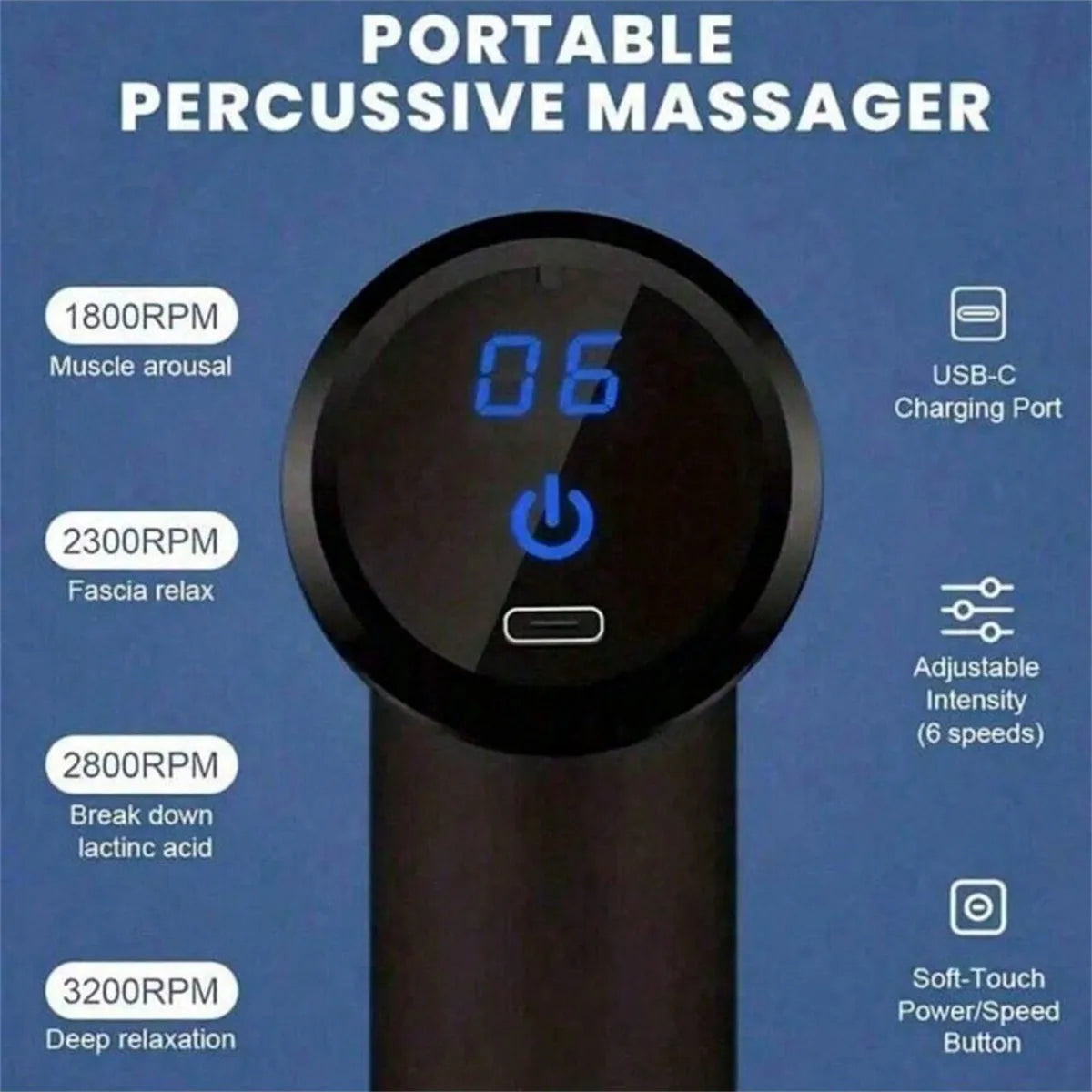 Zorelie.co deep tissue massage gun for pain relief with digital display and adjustable intensity settings