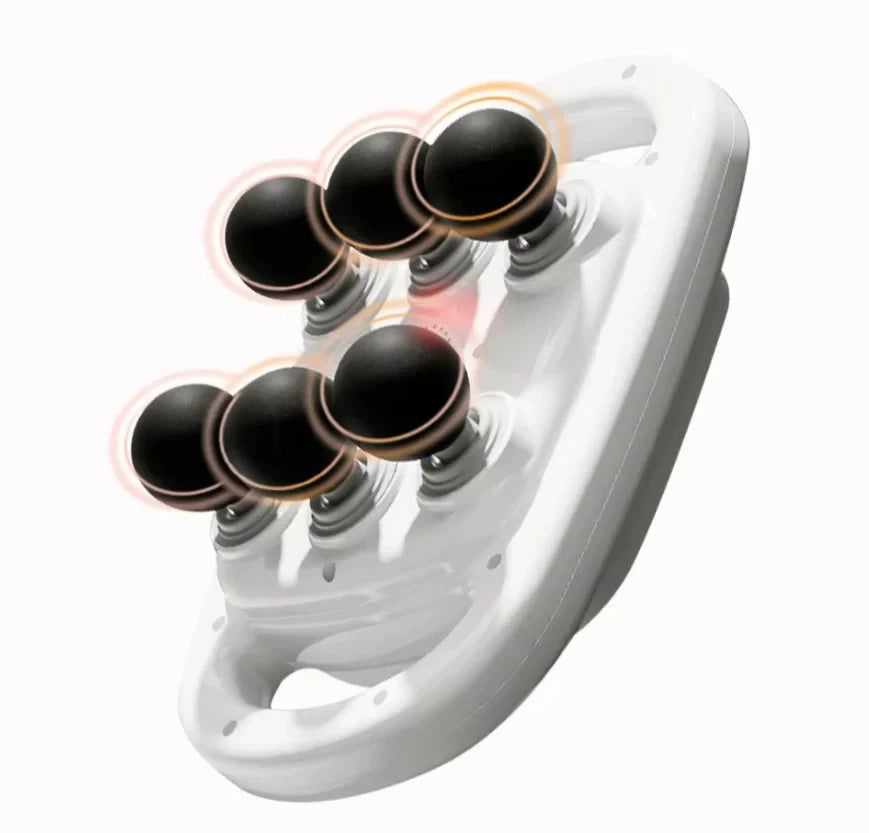 Zorelie.co deep tissue massage gun for pain relief with multiple black massage nodes on white ergonomic handle