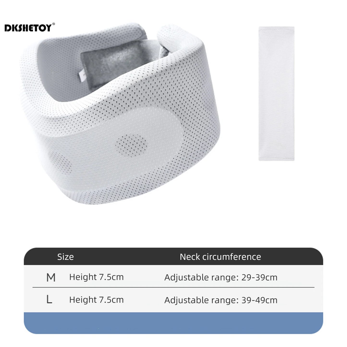 Soft foam neck brace for pain relief in white with adjustable straps and breathable mesh design