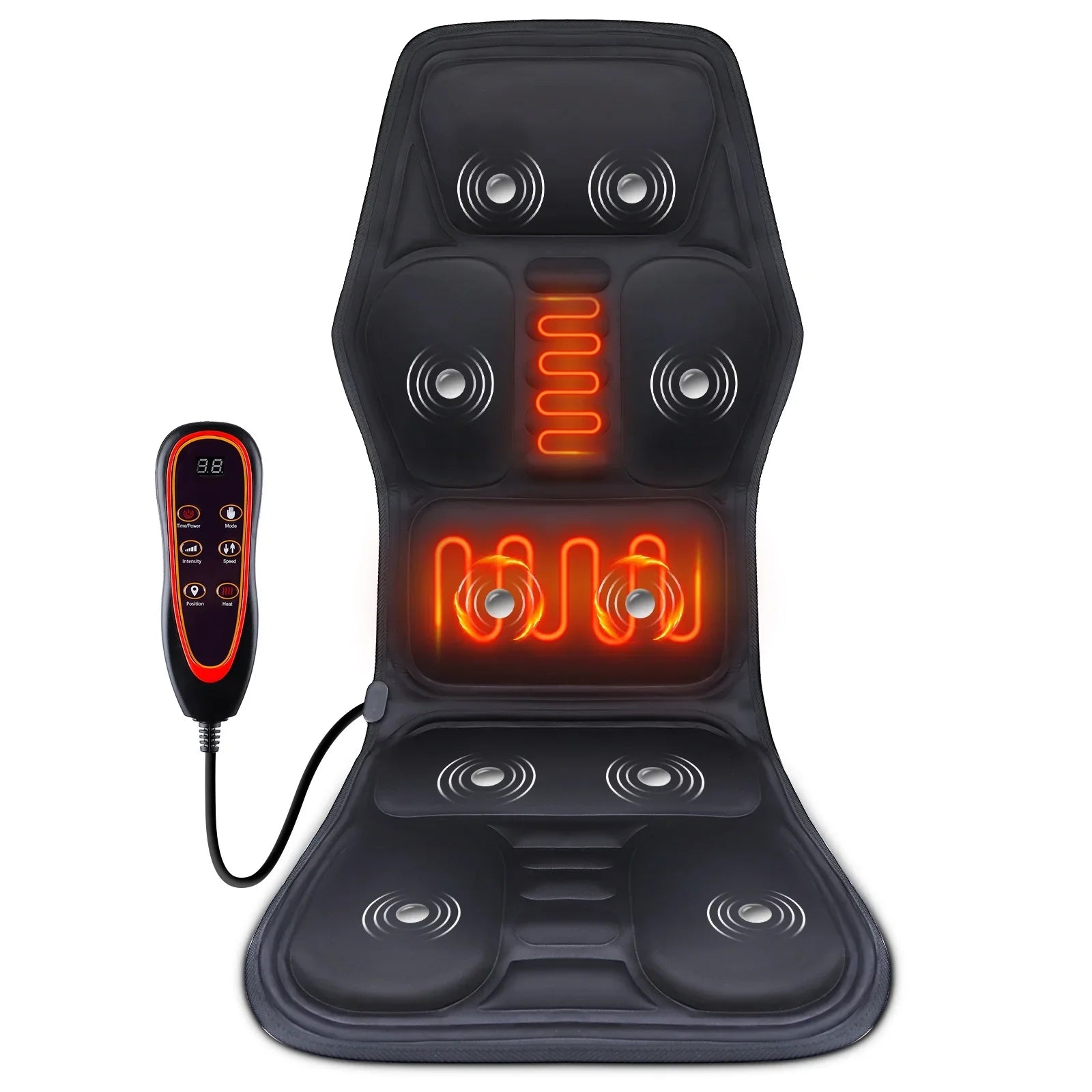 Zorelie.co electric back massager cushion with remote control and heated massage nodes