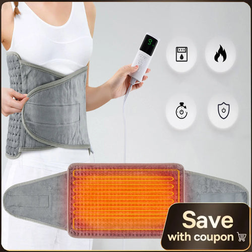 Zorelie electric heating pad belt for back pain with adjustable straps and remote control