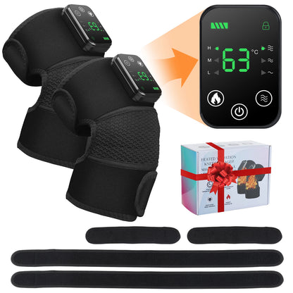 Zorelie.co electric knee massager for pain relief with temperature control display and adjustable straps