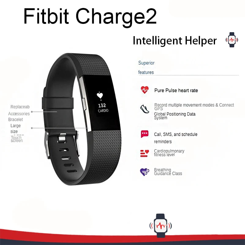 Black smart fitness wristband with sleep monitor displaying heart rate and fitness tracking features