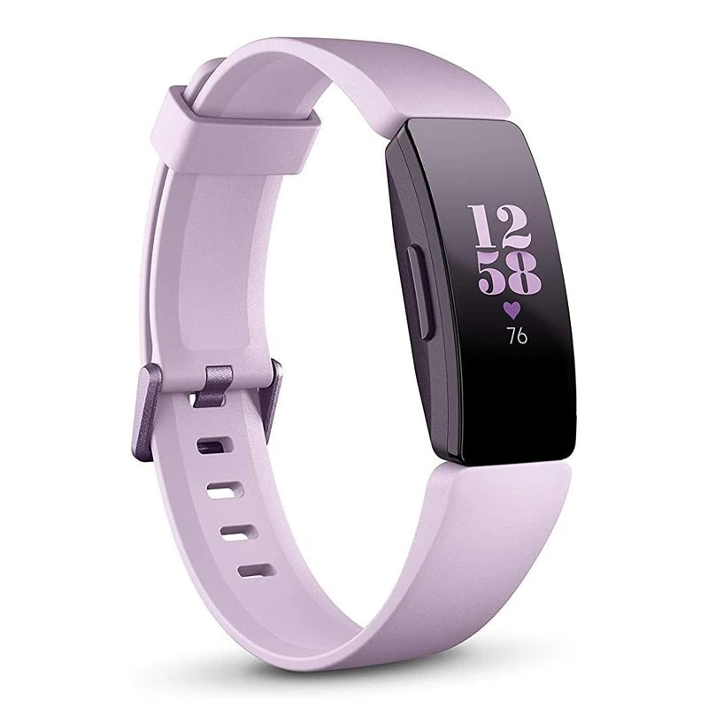 Zorelie.co waterproof heart rate smart band with purple adjustable silicone strap and digital display