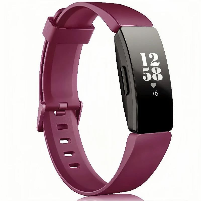 Zorelie.co waterproof heart rate smart band with maroon adjustable strap and digital display