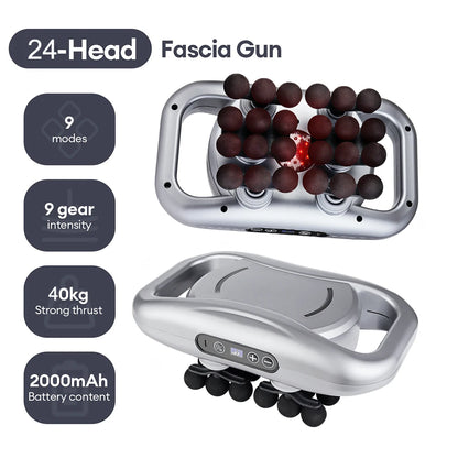 Zorelie.co high-frequency fascia massage gun with 24 heads 9 modes and 9 gear intensity for deep muscle relief