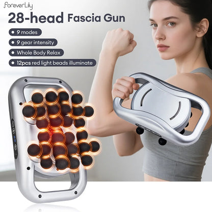 Zorelie.co high-frequency fascia massage gun with 28 massage heads for deep muscle relaxation