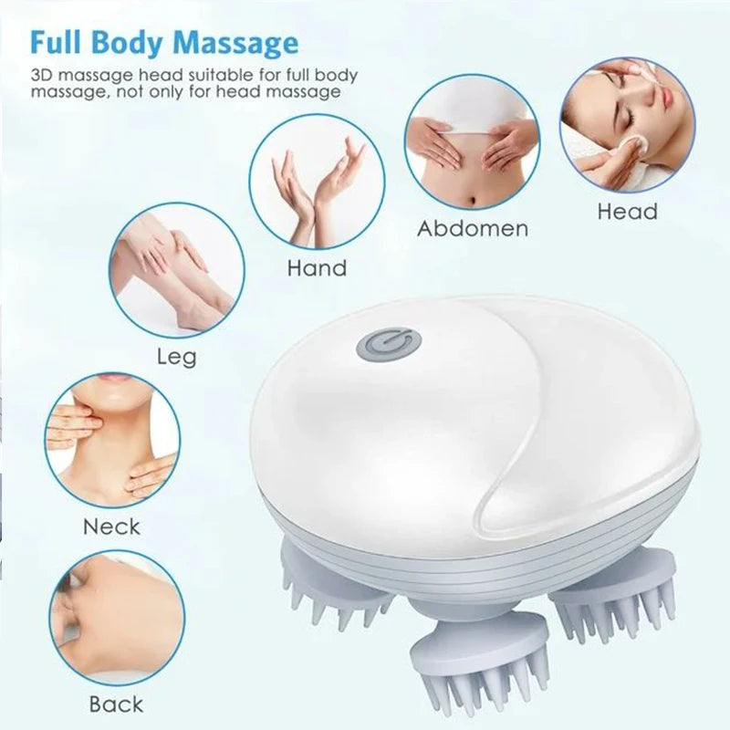 Zorelie electric head massager with 3D massage heads for full body use including head, abdomen, hand, leg, neck, and back