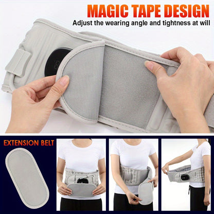 Inflatable heating massage waist belt with magic tape design for adjustable fit and extension belt