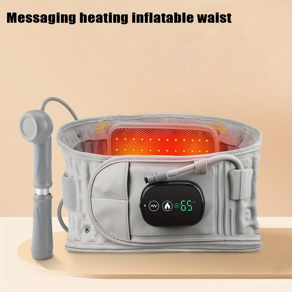 Zorelie.co inflatable heating massage waist belt with digital control and heating pad for back pain relief