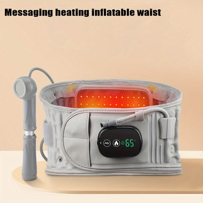 Zorelie.co inflatable heating massage waist belt with digital control and heating pad for back pain relief