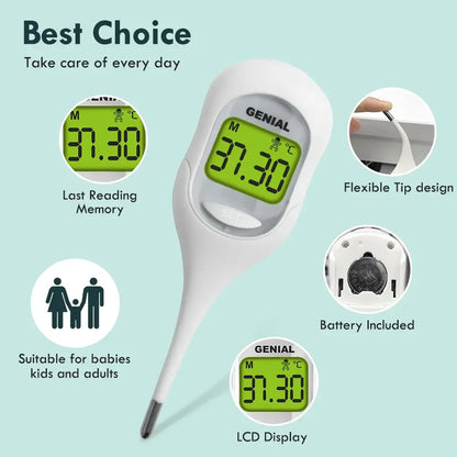 Zorelie.co digital thermometer fast reading with flexible tip and LCD display suitable for all ages