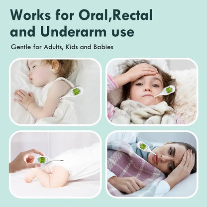 Zorelie.co digital thermometer fast reading used orally, rectally, and underarm for adults, kids, and babies