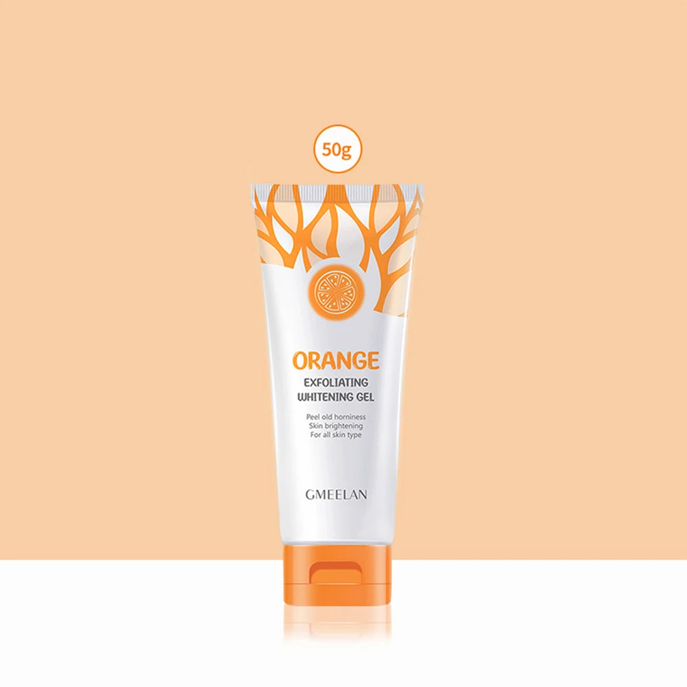 Orange exfoliating gel for sensitive skin in 50g white and orange tube by Zorelie.co