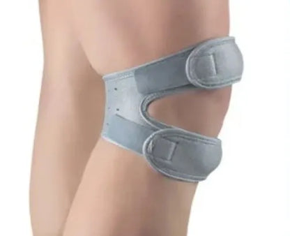 Gray adjustable knee protection fitness equipment brace with straps for joint support