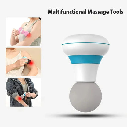 Zorelie.co handheld mini muscle massage gun white and blue with multifunctional use on arms
