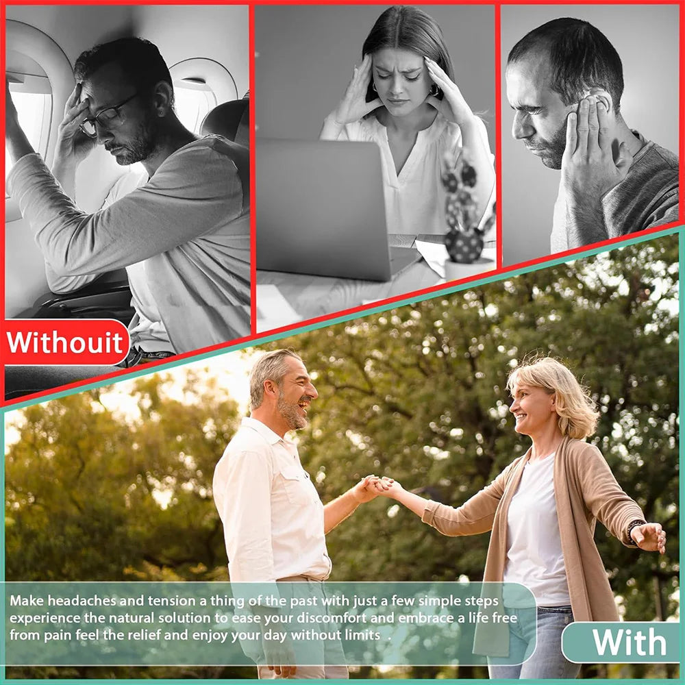 Comparison of headache and ear pressure relief without and with portable ear pressure relief tool by Zorelie.co