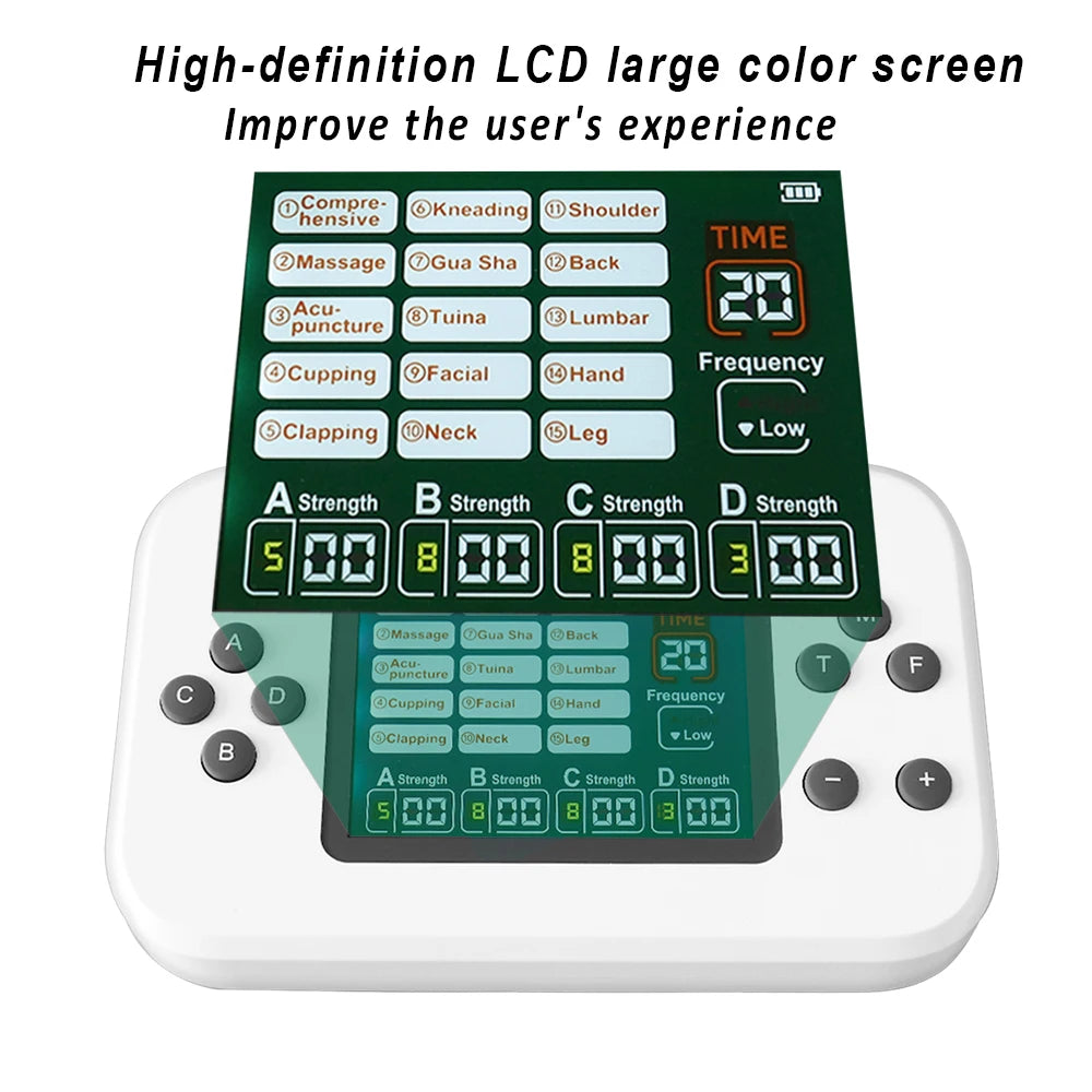 Zorelie.co TENS EMS physiotherapy machine with high-definition LCD color screen and multiple therapy modes