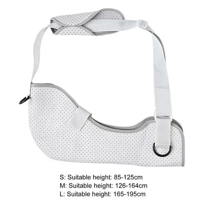 Kids arm sling adjustable in white with small black dots and strap for arm support by Zorelie.co