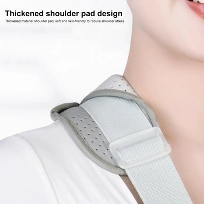 Close-up of thickened shoulder pad design on kids arm sling adjustable for comfort and reduced shoulder stress