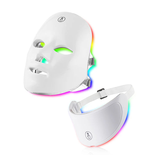 Zorelie.co white LED face mask for anti-aging with adjustable strap and detachable chin piece