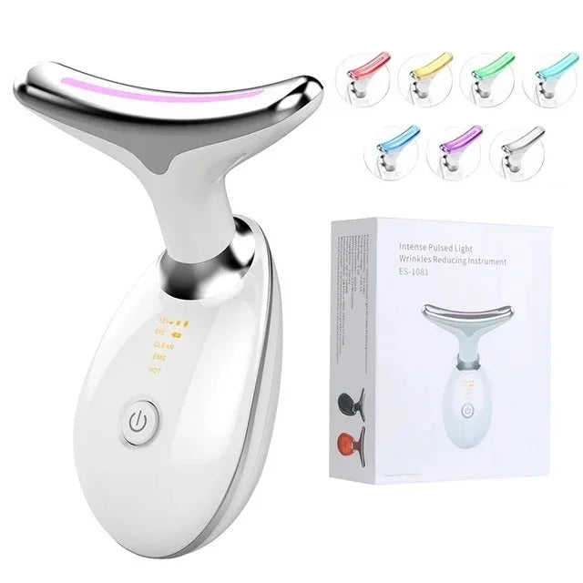 Zorelie.co LED neck and face massager with multiple light therapy modes and ergonomic design
