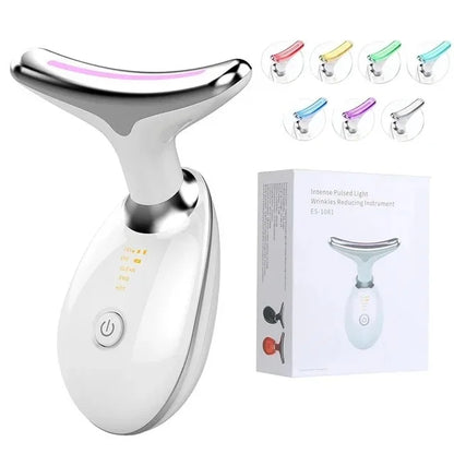 Zorelie.co LED neck and face massager with multiple light therapy modes and ergonomic design