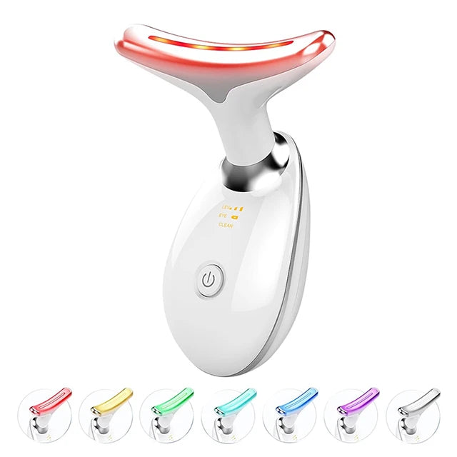 Zorelie.co LED neck and face massager with multiple light color modes for skin therapy