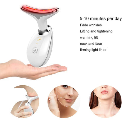 Zorelie.co LED neck and face massager with red light therapy for lifting firming and wrinkle fading