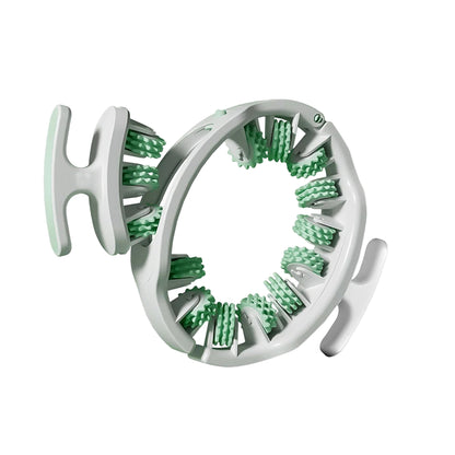 Zorelie.co leg roller massager for cellulite with green textured massage rollers and ergonomic handles