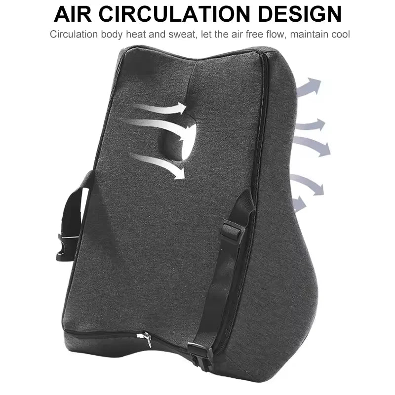 Zorelie memory foam lumbar support cushion with air circulation design and adjustable straps