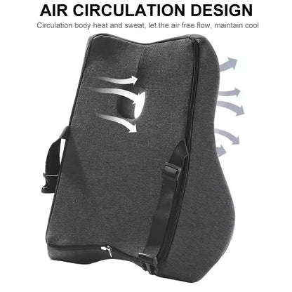 Zorelie memory foam lumbar support cushion with air circulation design and adjustable straps