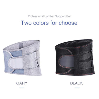 Gray and black lower back pain relief belt with adjustable straps for lumbar support
