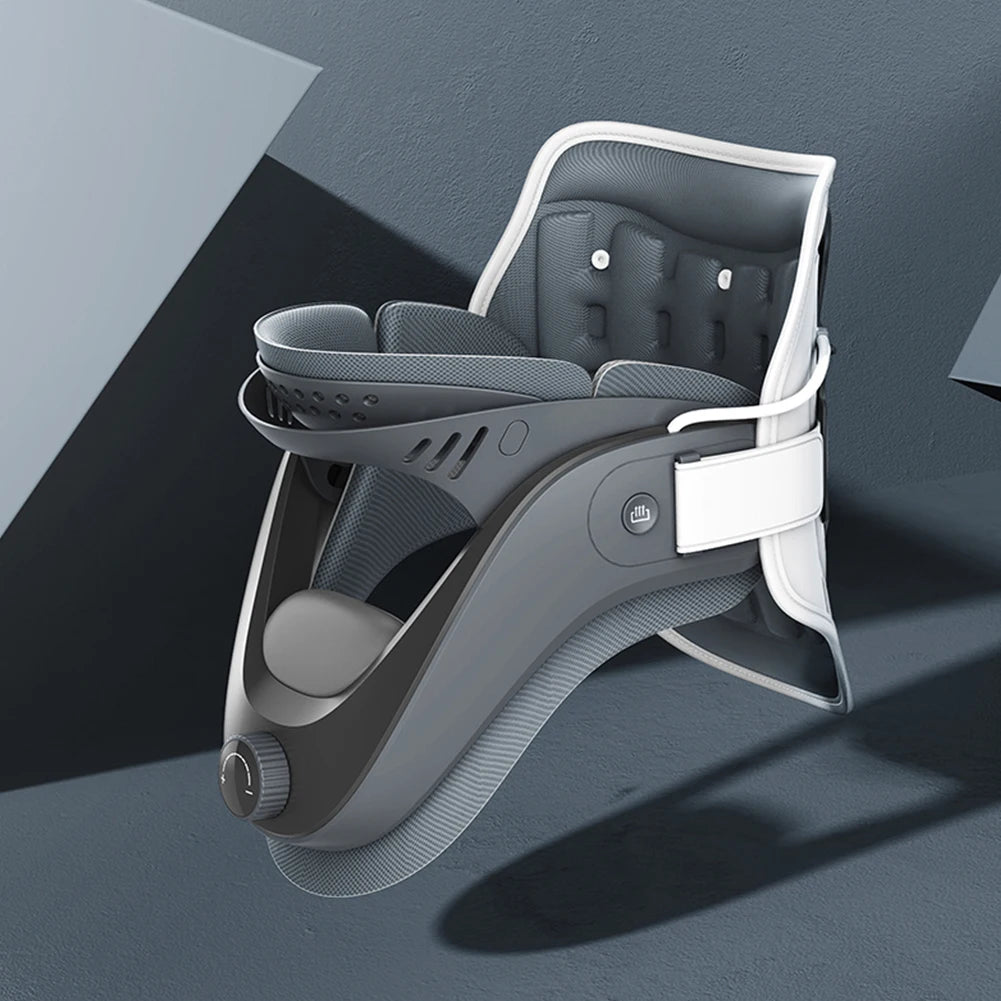 Adjustable cervical neck traction device with ergonomic design and padded support by Zorelie.co