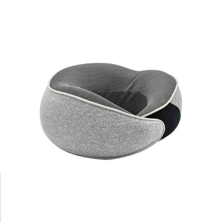 Zorelie.co memory foam travel neck pillow in gray and black for comfortable support