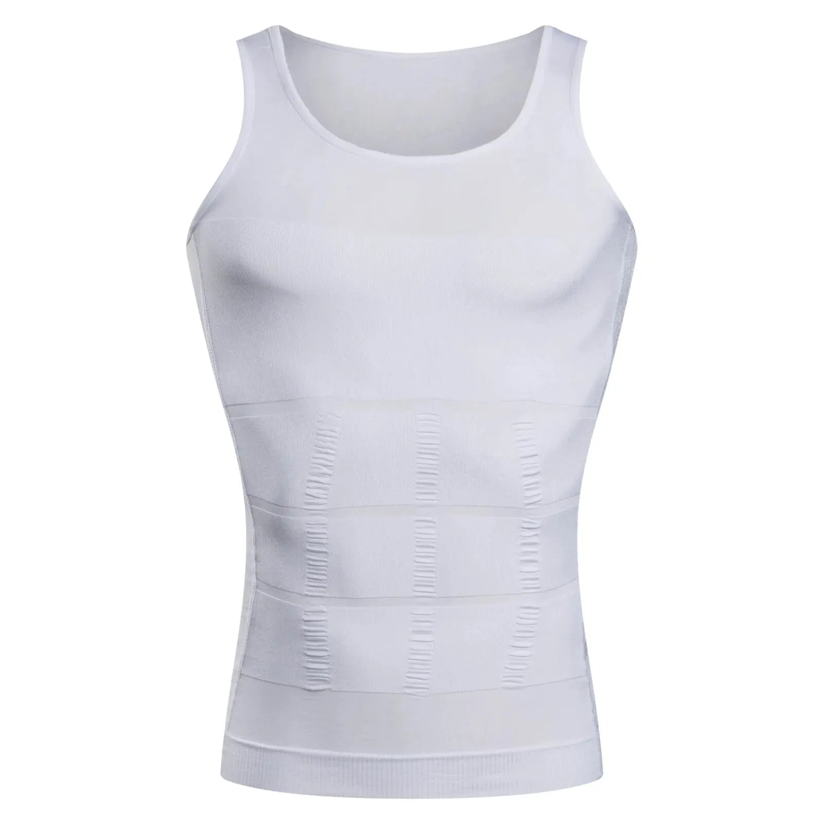 White men's slimming compression vest with seamless design for body shaping and support