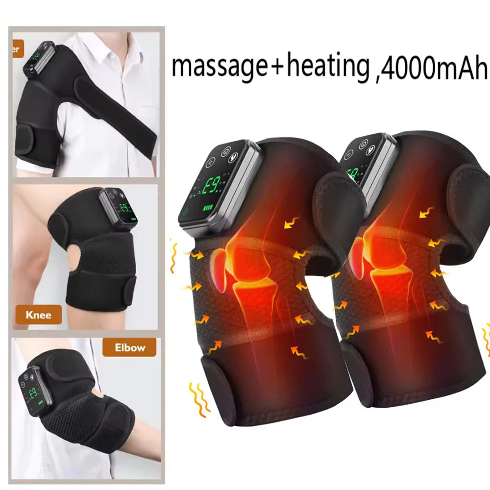 Zorelie.co heated knee massager for pain relief with adjustable straps and digital control display