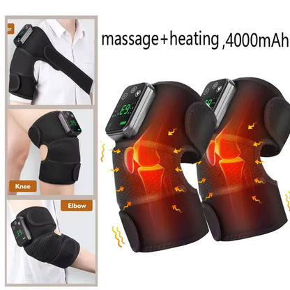 Zorelie.co heated knee massager for pain relief with adjustable straps and digital control display