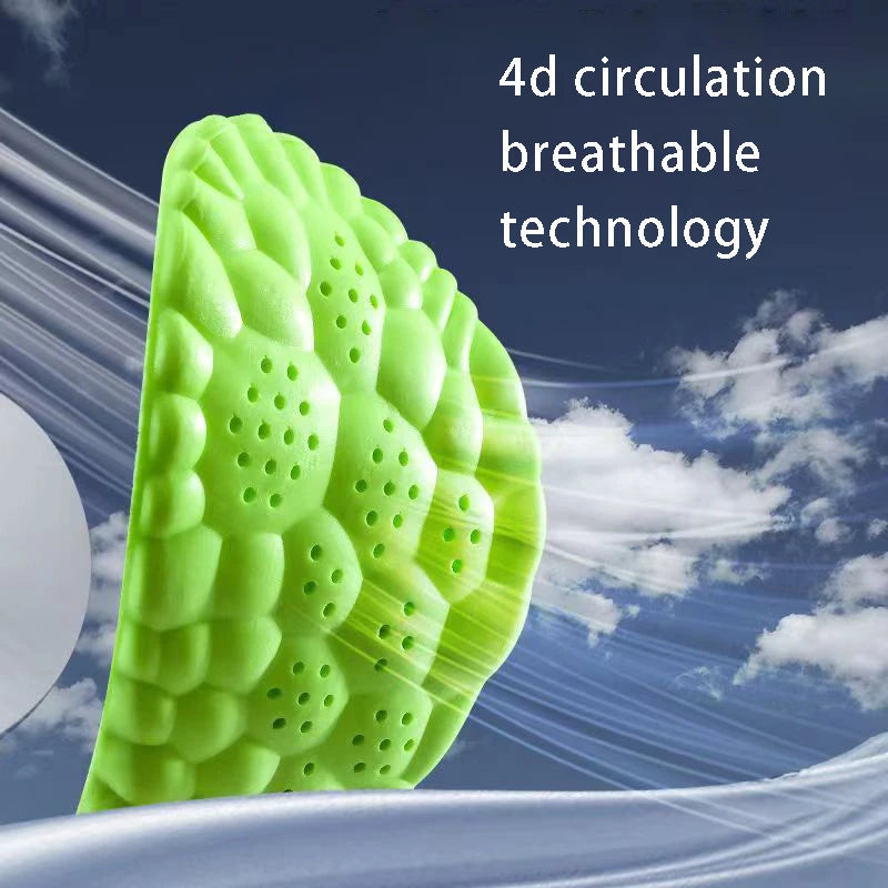 Green orthopedic sport insoles for foot pain with 4d circulation breathable technology