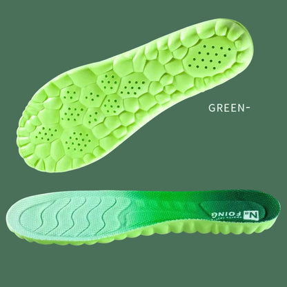 Green orthopedic sport insoles for foot pain with high elastic damping and shock absorption