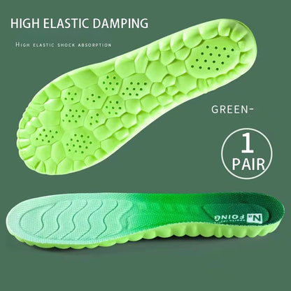 Zorelie.co green orthopedic sport insoles for foot pain with high elastic damping and shock absorption