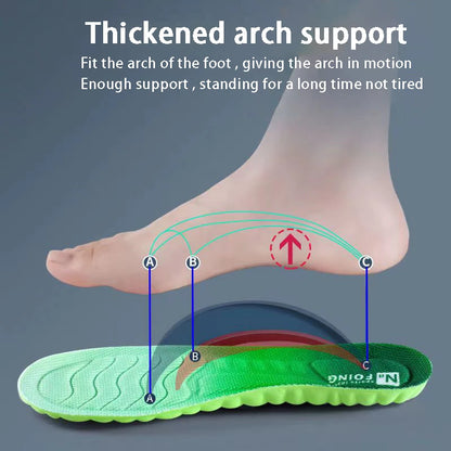 Orthopedic sport insoles for foot pain with thickened arch support fitting the foot arch for comfort