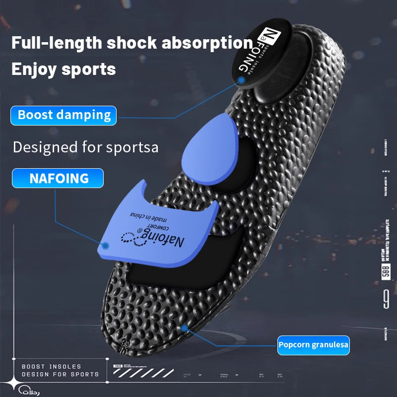 Zorelie.co black shoe insole with full-length shock absorption and popcorn granules shock absorbing insoles for running