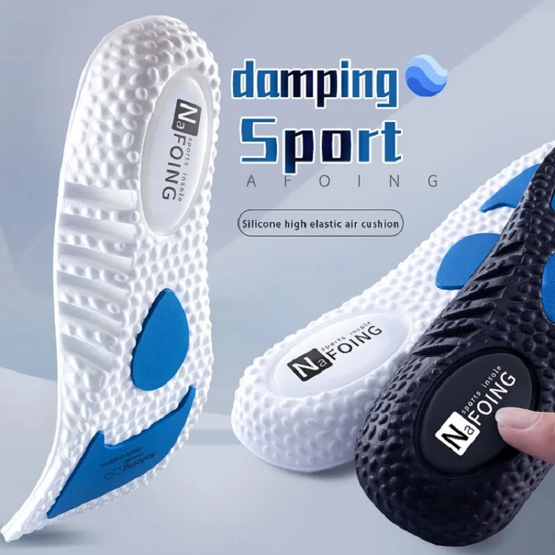 Zorelie.co shock absorbing insoles for running with silicone high elastic air cushion for sports