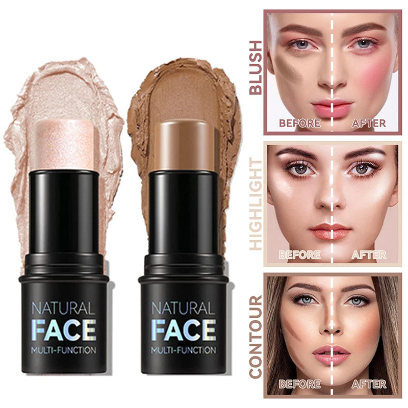 Zorelie.co cream blush stick for face and lips with before and after blush highlight contour effects