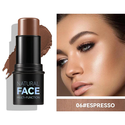 Zorelie.co cream blush stick for face and lips in espresso shade with natural makeup look